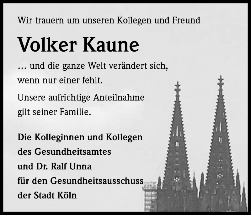  Traueranzeige für Volker Kaune vom 14.07.2018 aus GS
