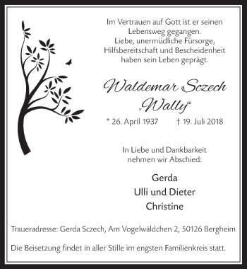 Anzeige von Waldemar Sczech von  Werbepost 
