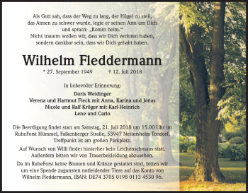Anzeige von Wilhelm Fleddermann von GS