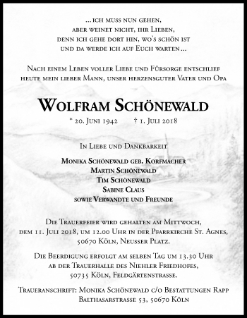 Anzeige von Wolfram Schönewald von GS