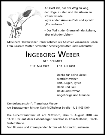 Anzeige von ingeborg Weber von EXKB