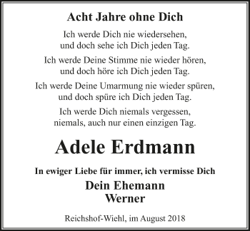 Anzeige von Adele Erdmann von  Anzeigen Echo 