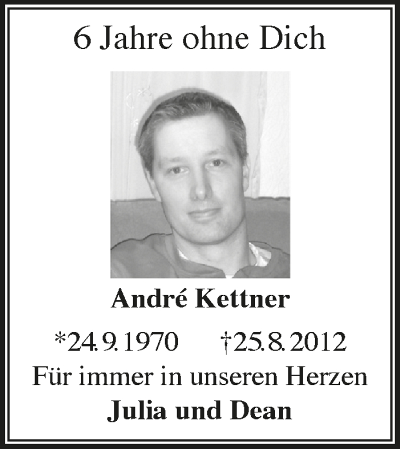  Traueranzeige für André Kettner vom 22.08.2018 aus  Anzeigen Echo 