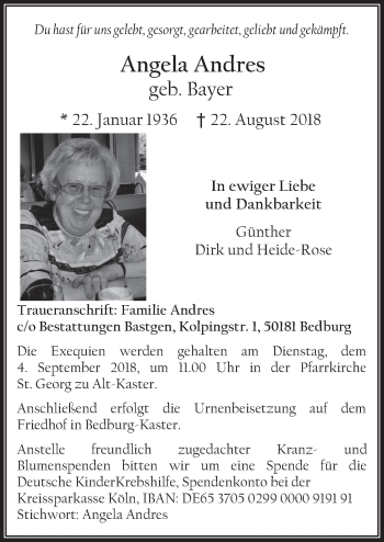 Anzeige von Angela Andres von  Werbepost 
