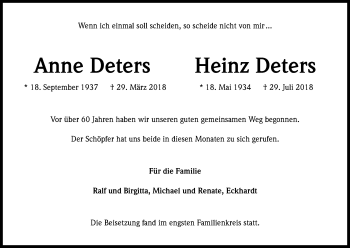 Anzeige von Anne  Deters von Kölner Stadt-Anzeiger / Kölnische Rundschau / Express