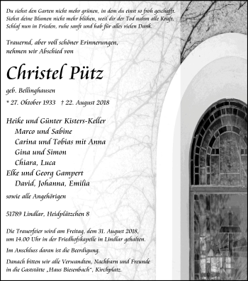 Anzeige von Christer Pütz von Kölner Stadt-Anzeiger / Kölnische Rundschau / Express