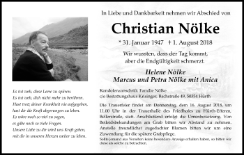 Anzeige von Christian Nölke von Kölner Stadt-Anzeiger / Kölnische Rundschau / Express
