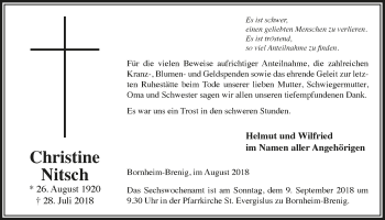 Anzeige von Christine Nitsch von  Schaufenster/Blickpunkt 