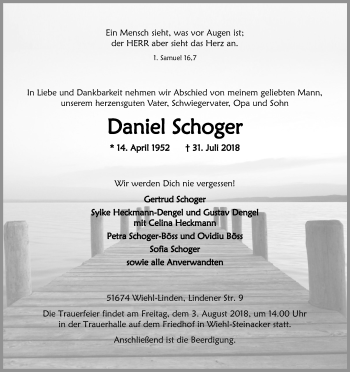 Anzeige von Daniel Schoger von Kölner Stadt-Anzeiger / Kölnische Rundschau / Express