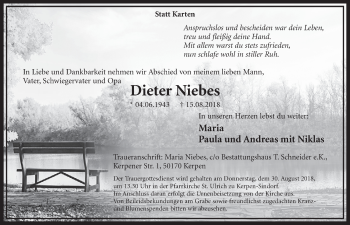 Anzeige von Dieter Niebes von  Sonntags-Post 