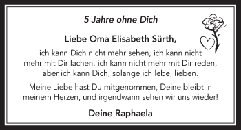 Anzeige von Elisabeth Sürth von  Wochenende 