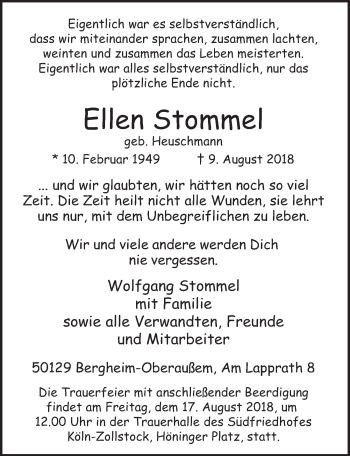 Anzeige von Ellen Stommel von  Werbepost 