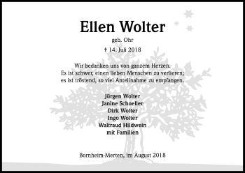 Anzeige von Ellen Wolter von Kölner Stadt-Anzeiger / Kölnische Rundschau / Express
