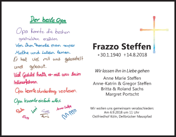 Anzeige von Frazzo Steffen von Kölner Stadt-Anzeiger / Kölnische Rundschau / Express