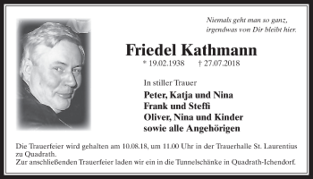 Anzeige von Friedel Kathmann von  Werbepost 
