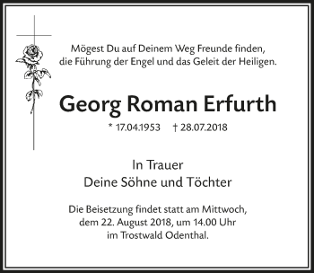 Anzeige von Georg Roman Erfurth von  Bergisches Handelsblatt 