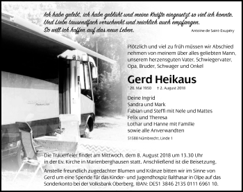 Anzeige von Gerd Heikaus von Kölner Stadt-Anzeiger / Kölnische Rundschau / Express
