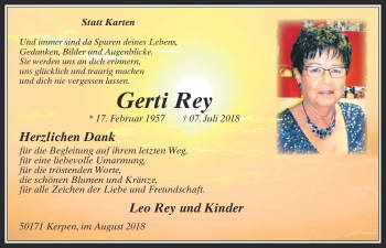 Anzeige von Gerti Rey von  Werbepost 