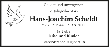 Anzeige von Hans-Joachim Scheldt von  Anzeigen Echo 