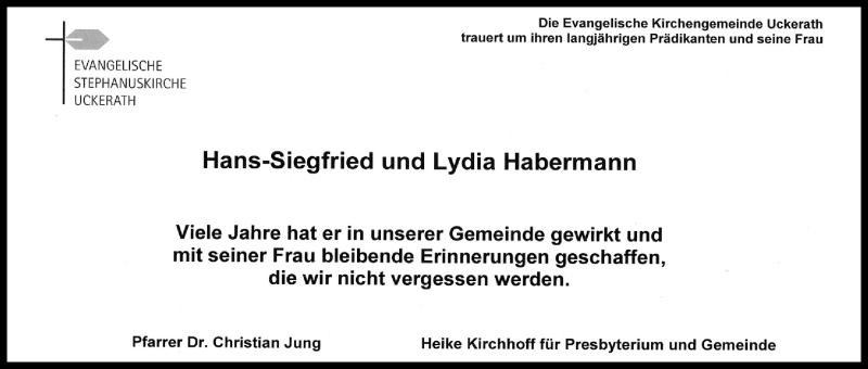  Traueranzeige für Hans-Siegfried Habermann vom 18.08.2018 aus Kölner Stadt-Anzeiger / Kölnische Rundschau / Express