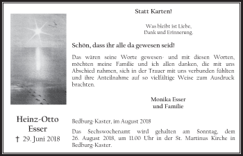 Anzeige von Heinz-Otto Esser von  Werbepost 