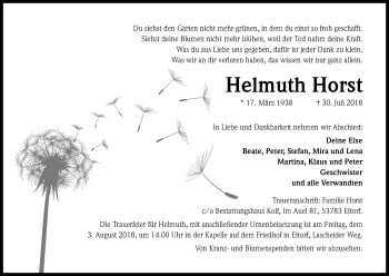 Anzeige von Helmuth Horst von Kölner Stadt-Anzeiger / Kölnische Rundschau / Express