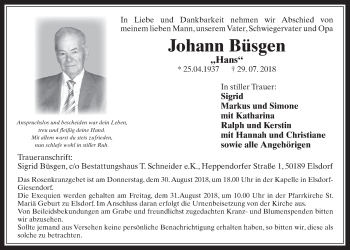 Anzeige von Johann Büsgen von  Werbepost 