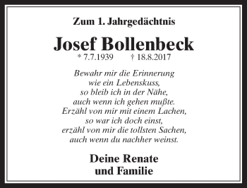 Anzeige von Josef Bollenbeck von  Werbepost 