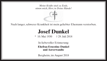 Anzeige von Josef Dunkel von  Werbepost 