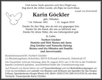 Anzeige von Karin Göckler von  Werbepost 