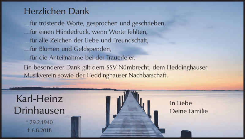  Traueranzeige für Karl-Heinz Drinhausen vom 25.08.2018 aus Kölner Stadt-Anzeiger / Kölnische Rundschau / Express