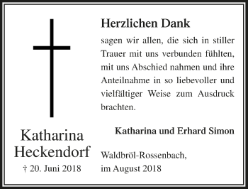 Anzeige von Katharina Heckendorf von  Lokalanzeiger 