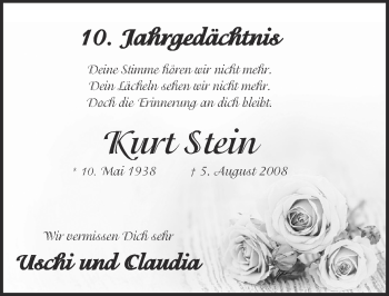 Anzeige von Kurt Stein von  Kölner Wochenspiegel 