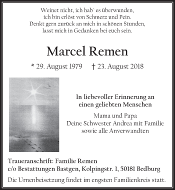 Anzeige von Marcel Remen von  Werbepost 