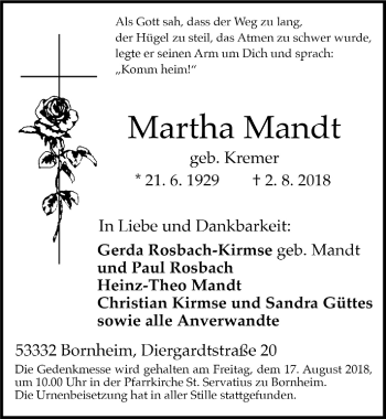 Anzeige von Martha Mandt von  Schaufenster/Blickpunkt 