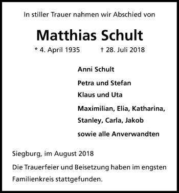 Anzeige von Matthias Schult von Kölner Stadt-Anzeiger / Kölnische Rundschau / Express