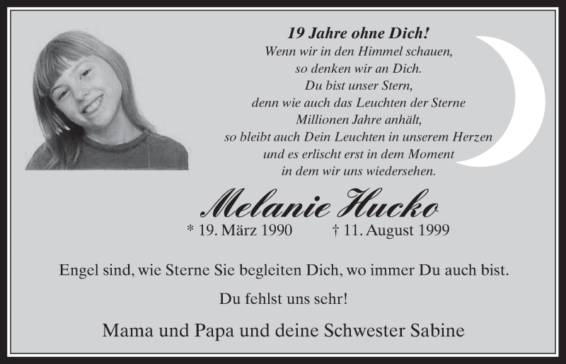  Traueranzeige für Melanie Hucko vom 18.07.2023 aus  Werbepost 