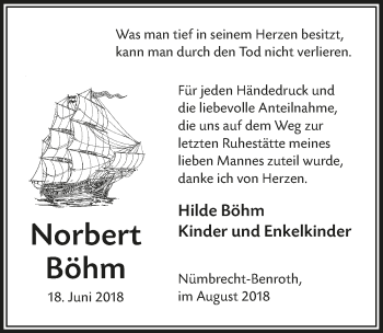 Anzeige von Norbert Böhm von  Lokalanzeiger 