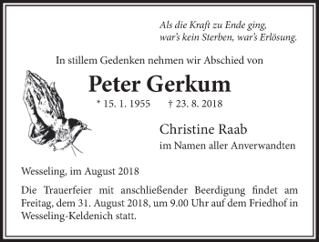 Anzeige von Peter Gerkum von  Schlossbote/Werbekurier 