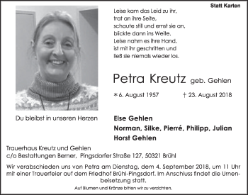 Anzeige von Petra Kreutz von  Schlossbote/Werbekurier 