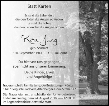 Anzeige von Rita Jung von  Bergisches Handelsblatt 