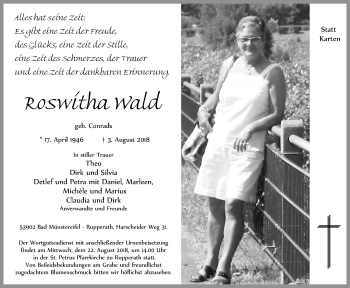 Anzeige von Roswitha Wald von  Blickpunkt Euskirchen 