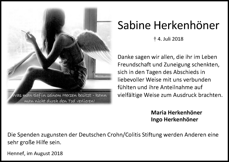  Traueranzeige für Sabine Herkenhöner vom 11.08.2018 aus Kölner Stadt-Anzeiger / Kölnische Rundschau / Express