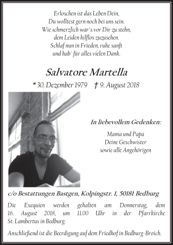 Anzeige von Salvatore Martella von  Werbepost 