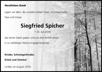 Anzeige von Siegfried Spicher von Kölner Stadt-Anzeiger / Kölnische Rundschau / Express