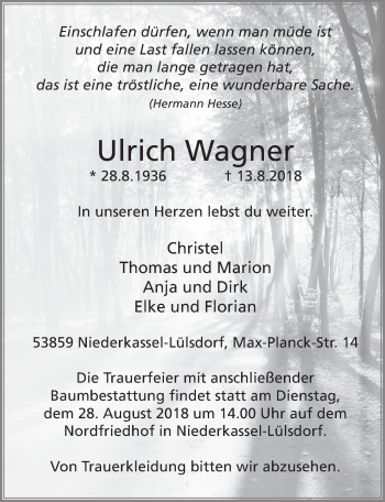Anzeige von Ulrich Wagner von  Extra Blatt 