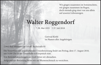 Anzeige von Walter Roggendorf von  Blickpunkt Euskirchen 