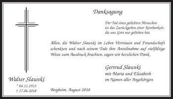 Anzeige von Walter Slawski von  Werbepost 