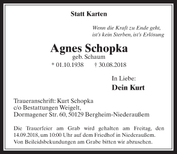 Anzeige von Agnes Schopka von  Werbepost 