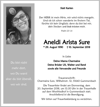 Anzeige von Aneldi Arista Sure von  Anzeigen Echo 